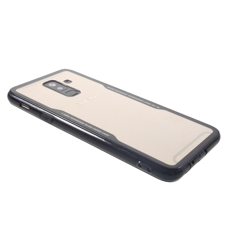 Silicone Edge + Clear Acrylic Back Hybrid Shell Case for Samsung Galaxy A6+ (2018) / A9 Star Lite - All Black-3