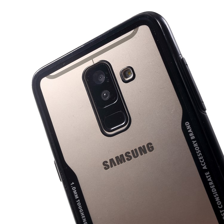 Silicone Edge + Clear Acrylic Back Hybrid Shell Case for Samsung Galaxy A6+ (2018) / A9 Star Lite - All Black-4