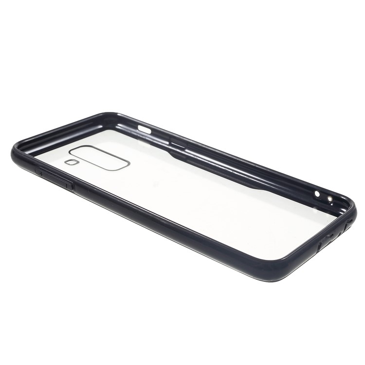Silicone Edge + Clear Acrylic Back Hybrid Shell Case for Samsung Galaxy A6+ (2018) / A9 Star Lite - All Black-6