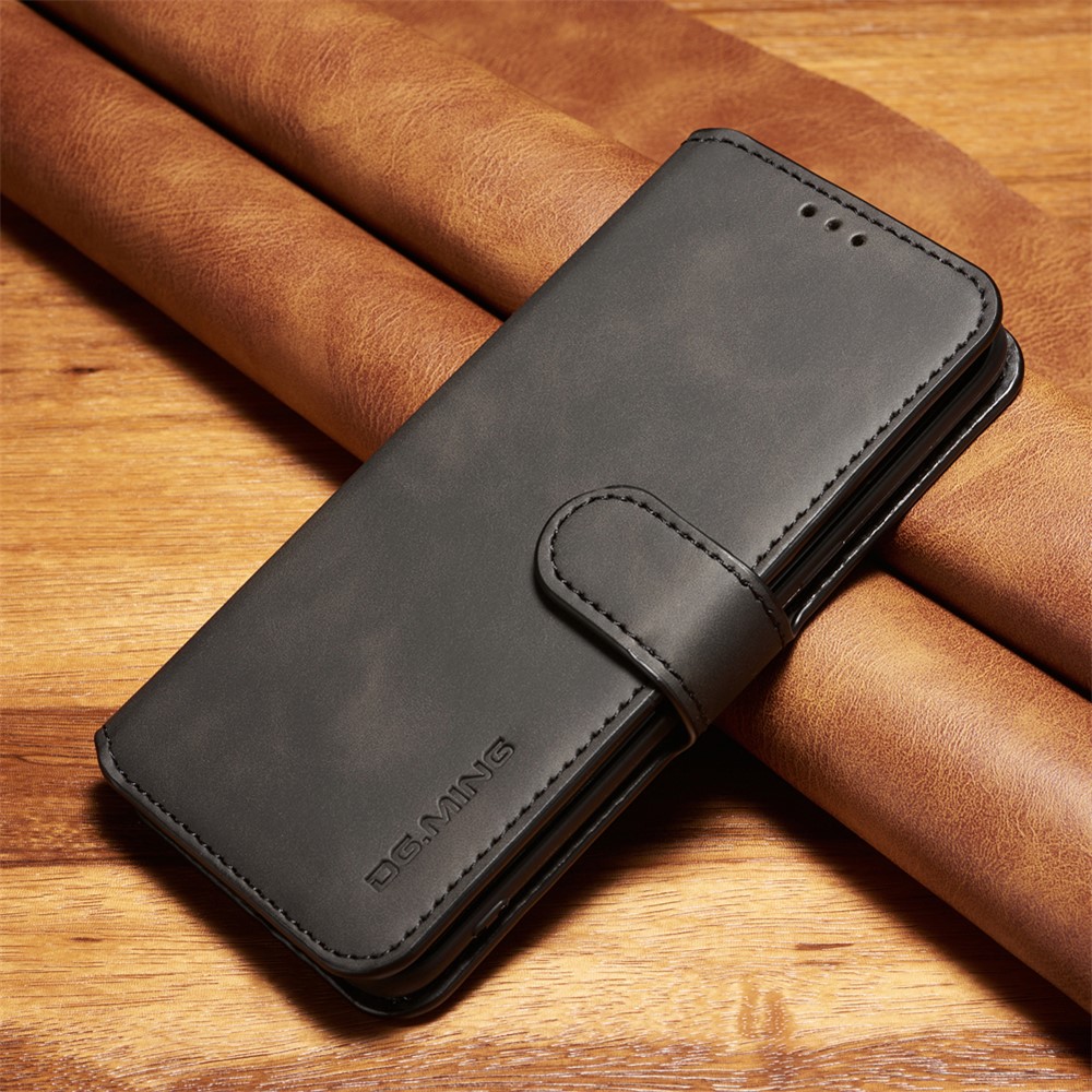 DG.MING Retro Style Leather Wallet Stand Flip Cover for Samsung Galaxy S8 Plus SM-G955 - Black