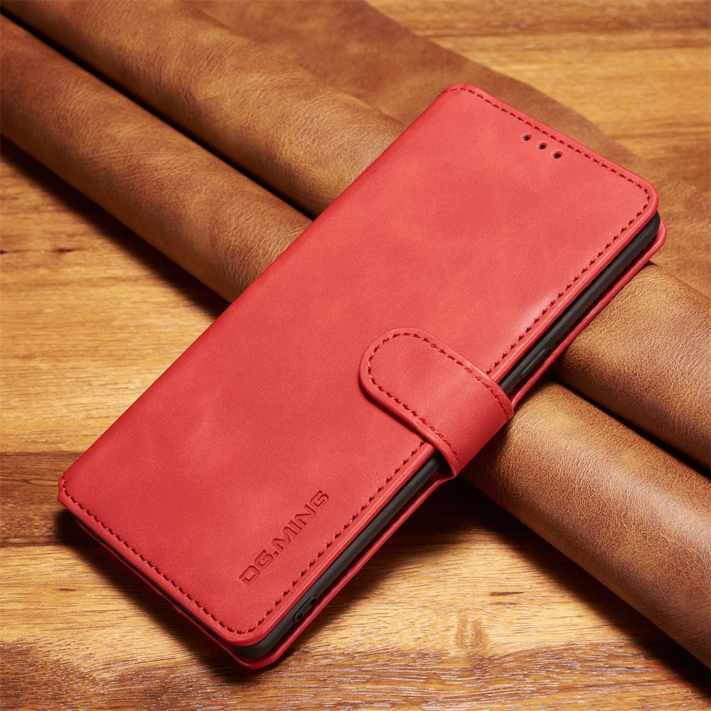 DG.MING Retro Style Leather Stand Case with Card Slots for Samsung Galaxy Note 8 SM-N950 - Red