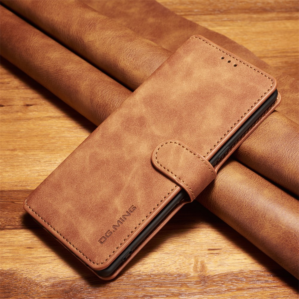 DG.MING Retro Style Leather Stand Cover with Card Slots for Samsung Galaxy Note 8 SM-N950 - Brown