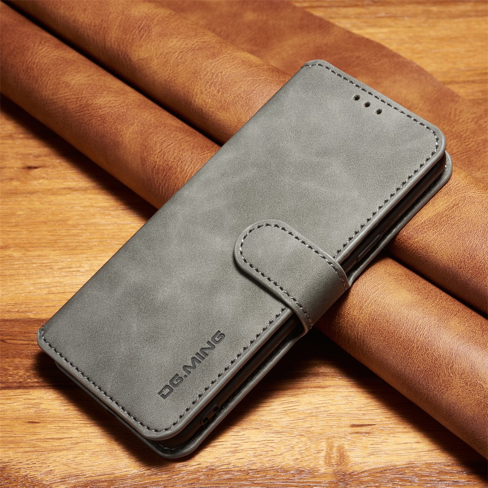 DG.MING Retro Style Wallet Leather Stand Case for Samsung Galaxy S9 SM-G960 - Grey