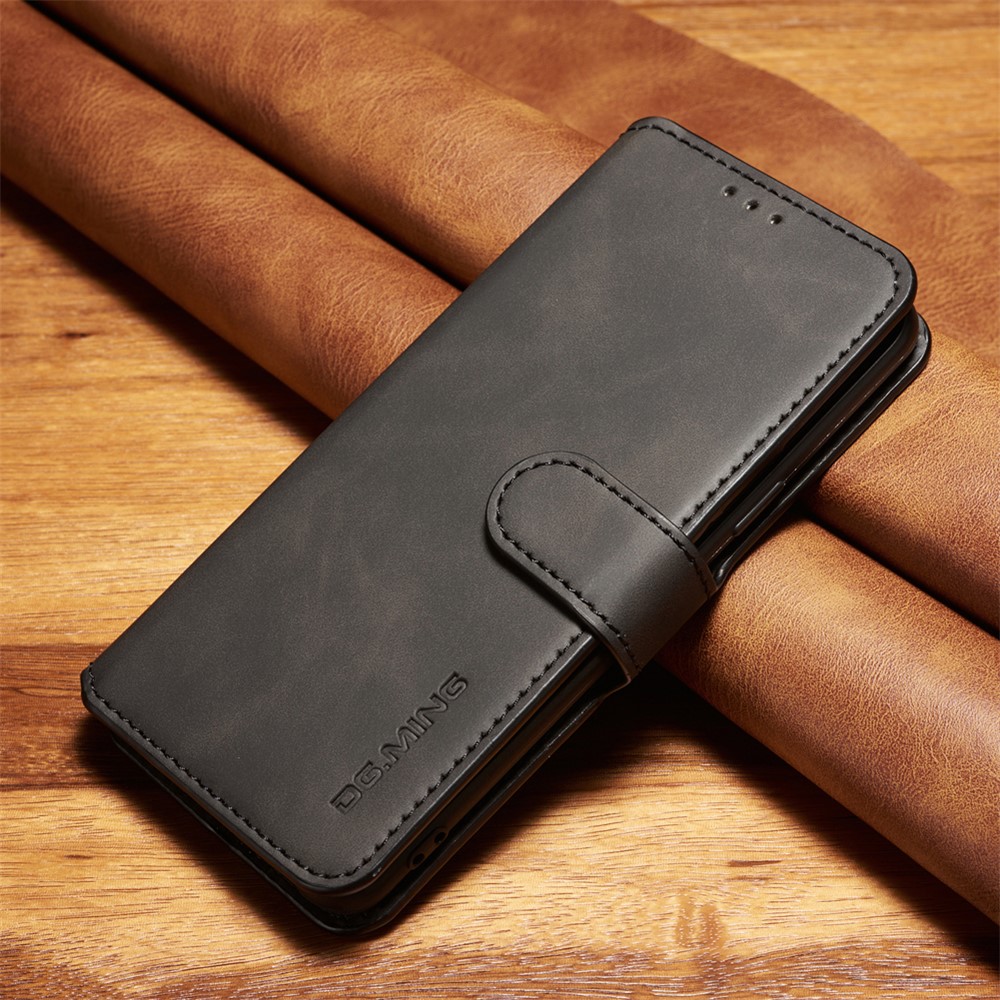 DG.MING Retro Style Wallet Leather Stand Cover for Samsung Galaxy S9 SM-G960 - Black