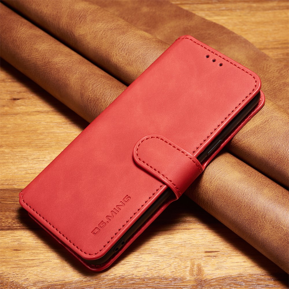 DG.MING Retro Style Magnetic Leather Stand Case for Samsung Galaxy S9 SM-G960 - Red