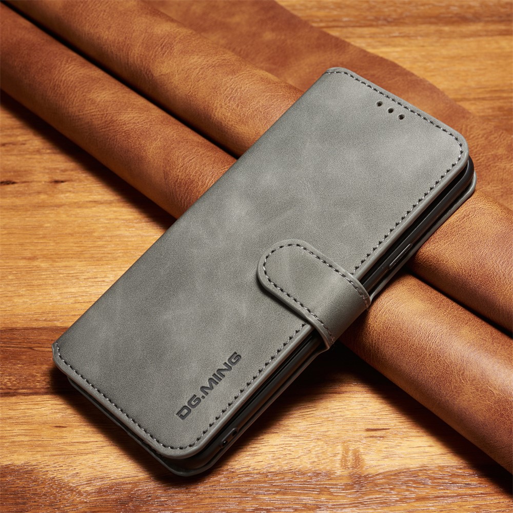 DG.MING Retro Style Wallet Leather Stand Case for Samsung Galaxy S9+ SM-G965 - Grey