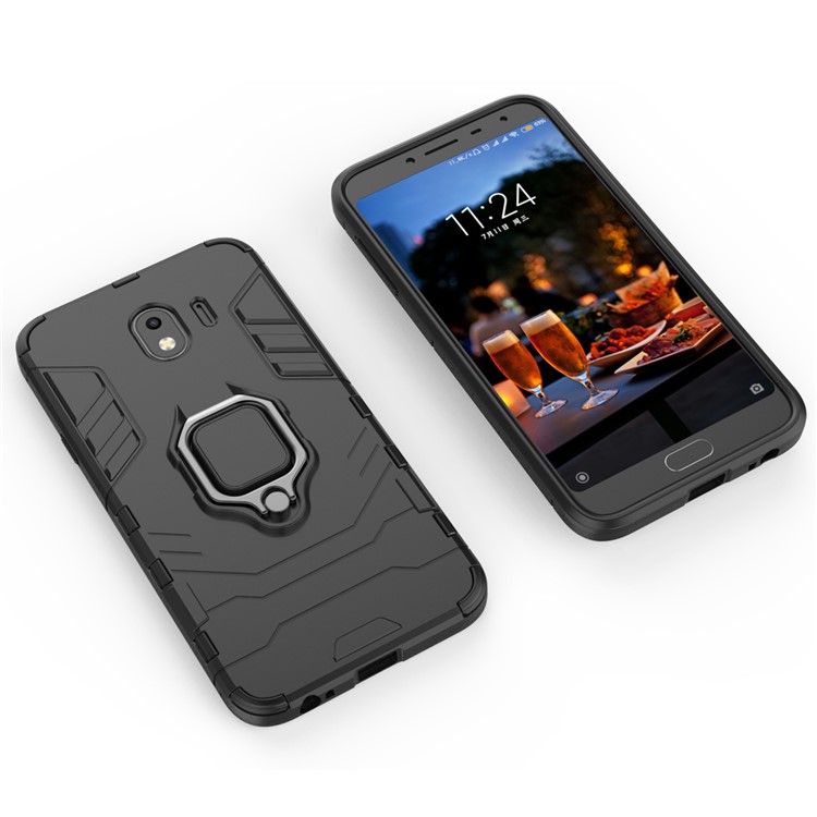 Finger Ring Kickstand PC + TPU Hybrid Phone Case for Samsung Galaxy J4 (2018) - Black-3