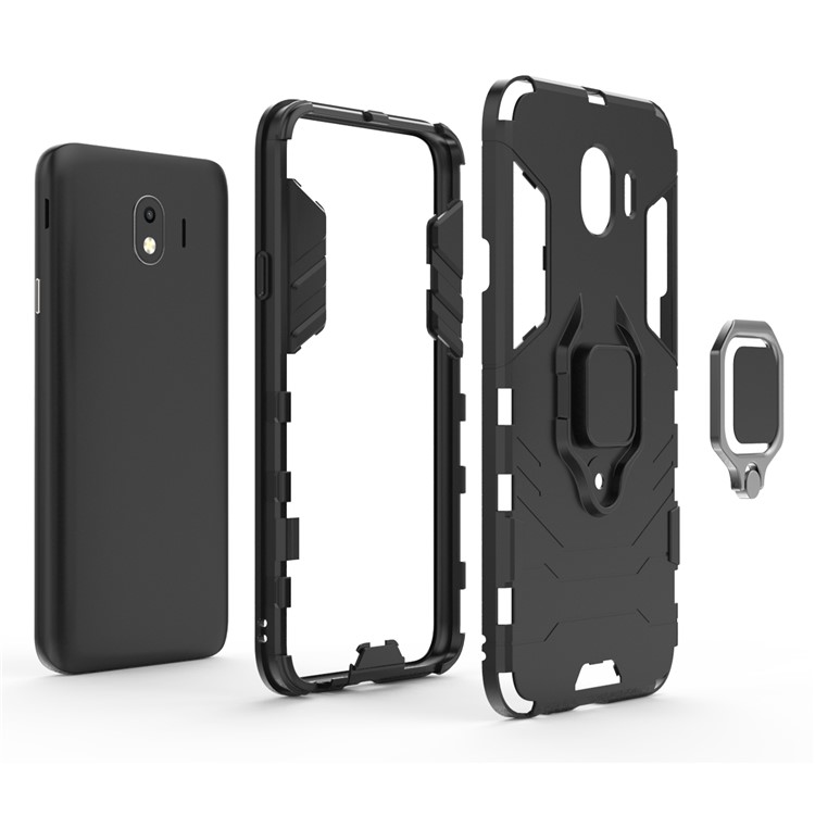 Finger Ring Kickstand PC + TPU Hybrid Phone Case for Samsung Galaxy J4 (2018) - Black-5