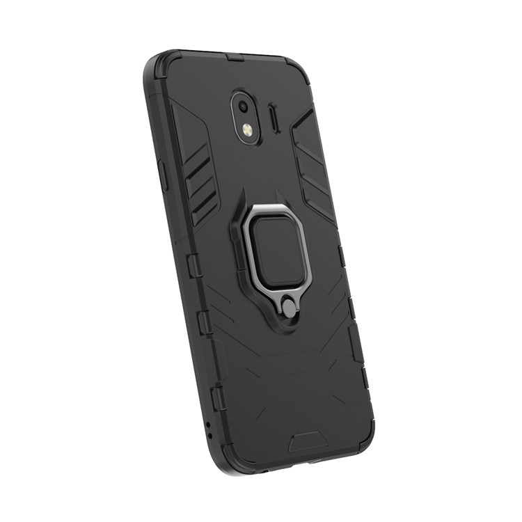 Finger Ring Kickstand PC + TPU Hybrid Phone Case for Samsung Galaxy J4 (2018) - Black-6