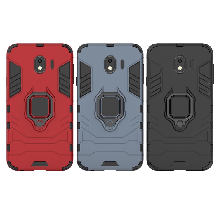 Finger Ring Kickstand PC + TPU Hybrid Phone Case for Samsung Galaxy J4 (2018) - Black-9