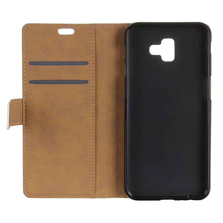 For Samsung Galaxy J6 Plus Patterned Leather Wallet Stand Phone Cover - US Flag and Cat Holding Heart-5