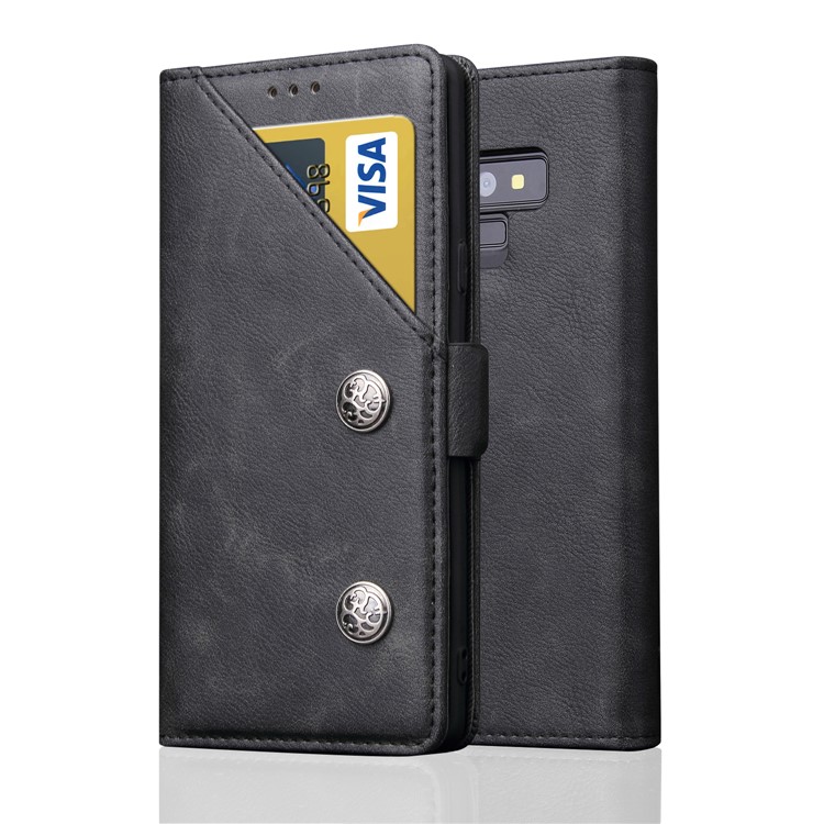 Retro Style Wallet Leather Stand Case for Samsung Galaxy Note9 SM-N960 - Black-1