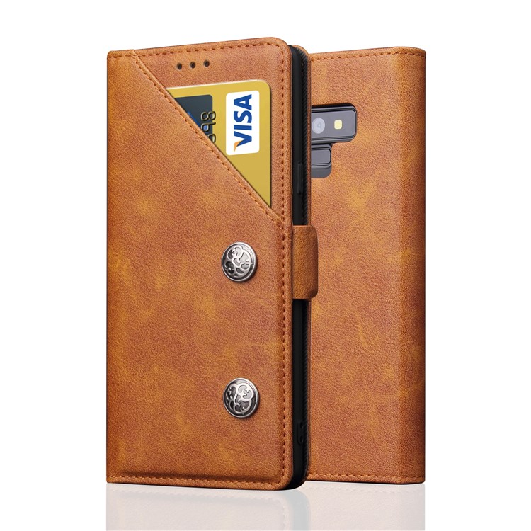 

Retro Style Wallet Leather Stand Cover for Samsung Galaxy Note9 SM-N960 - Brown