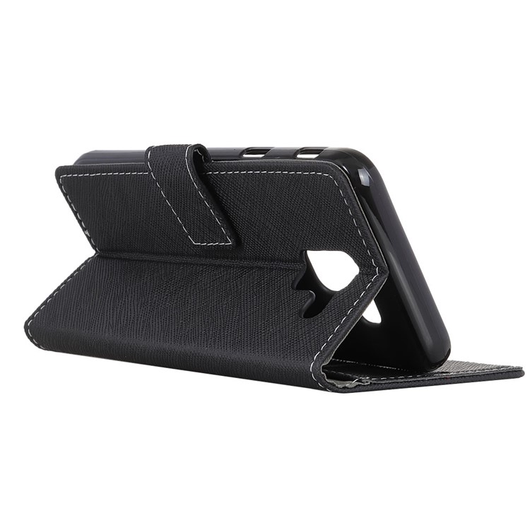 For Samsung Galaxy J6+ Cross Texture Wallet Leather Stand Case - Black-7