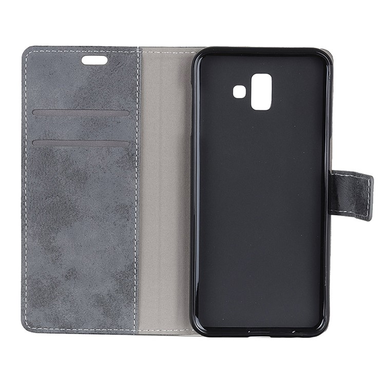 Vintage Style Wallet Leather Mobile Cover for Samsung Galaxy J6 Plus - Grey-3