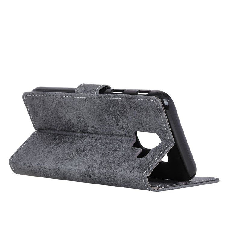 Vintage Style Wallet Leather Mobile Cover for Samsung Galaxy J6 Plus - Grey-6