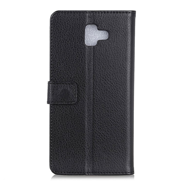 Leather Case for Samsung Galaxy J6+, Litchi Skin | Wallet | Stand - Black-3