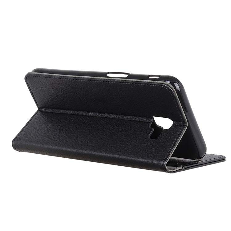 Leather Case for Samsung Galaxy J6+, Litchi Skin | Wallet | Stand - Black-5