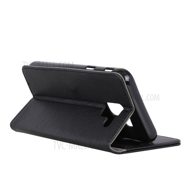 Leather Case for Samsung Galaxy J6+, Litchi Skin | Wallet | Stand - Black-6
