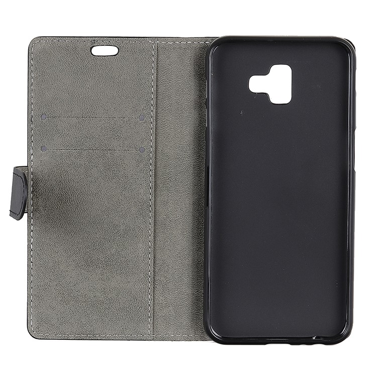 Wallet Stand Magnetic PU Leather Flip Case for Samsung Galaxy J6+ - Black-4