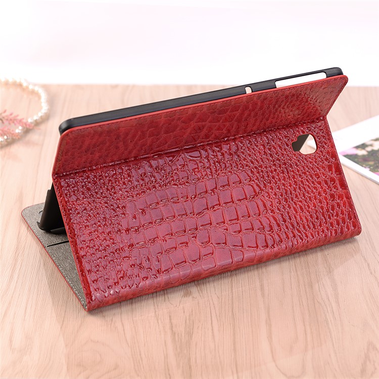 Crocodile Texture PU Leather Auto-wake/sleep Wallet Protection Stand Shell for Samsung Galaxy Tab S4 10.5 - Red-7