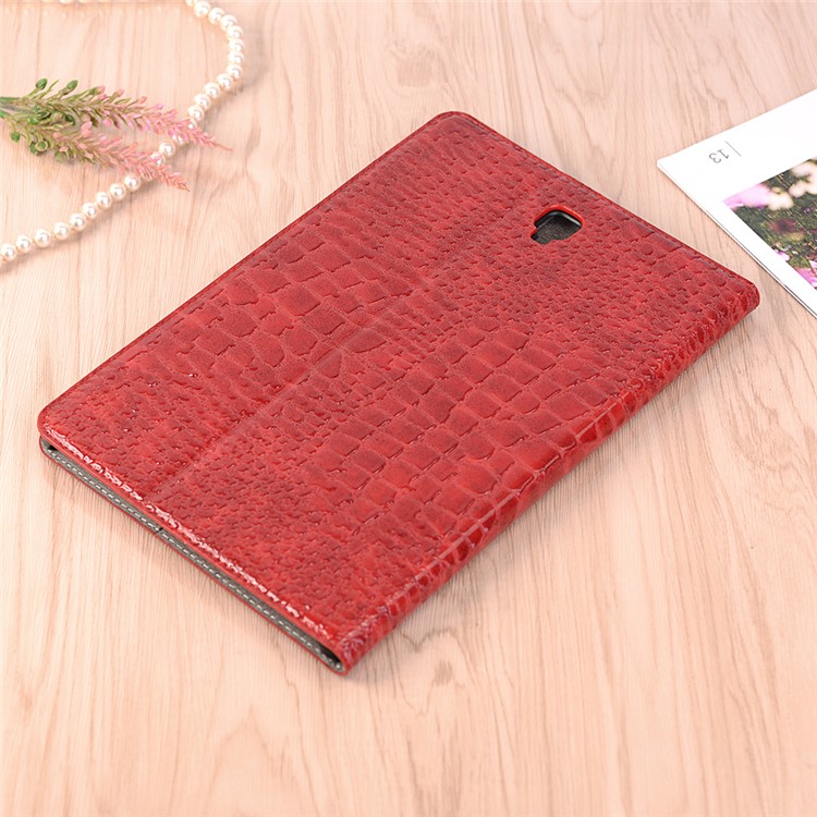 Crocodile Texture PU Leather Auto-wake/sleep Wallet Protection Stand Shell for Samsung Galaxy Tab S4 10.5 - Red-9