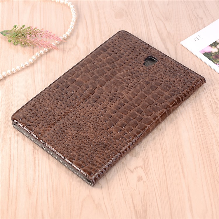 Crocodile Texture PU Leather Auto-wake/sleep Wallet Tablet Casing Accessory for Samsung Galaxy Tab S4 10.5 - Brown-9
