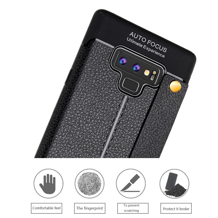 Litchi Texture TPU Cell Phone Accessory Case for Samsung Galaxy Note9 N960 - Black-3