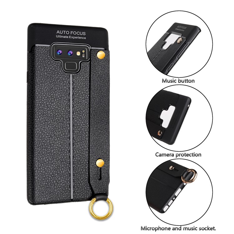 Litchi Texture TPU Cell Phone Accessory Case for Samsung Galaxy Note9 N960 - Black-8