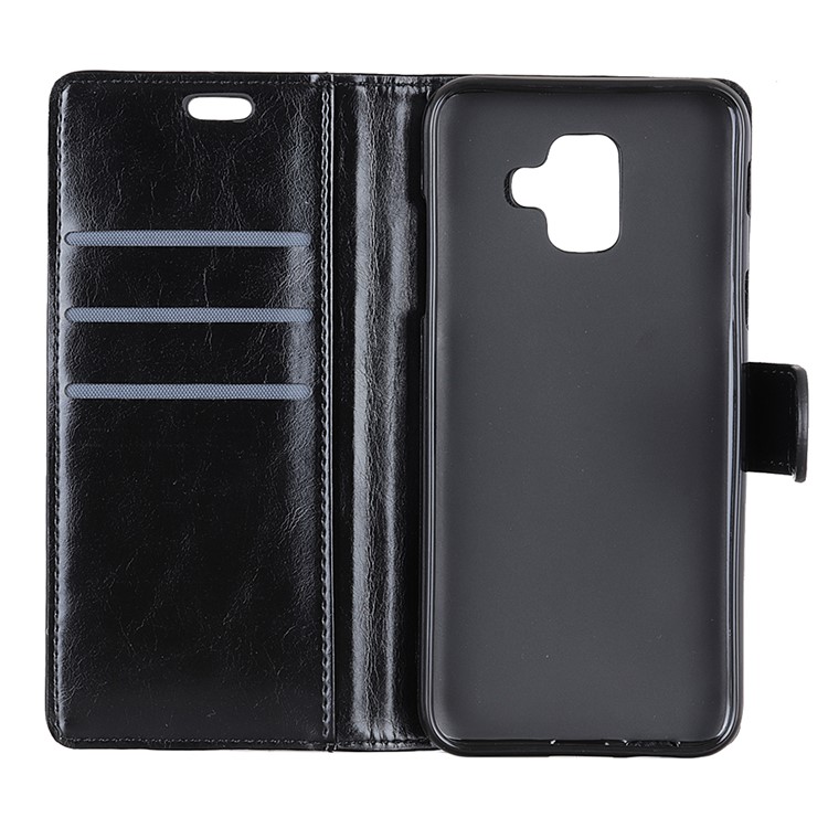 Crazy Horse Magnetic Stand Wallet Leather Mobile Phone Case for Samsung Galaxy J6 Plus / J6 Premium - Black-6
