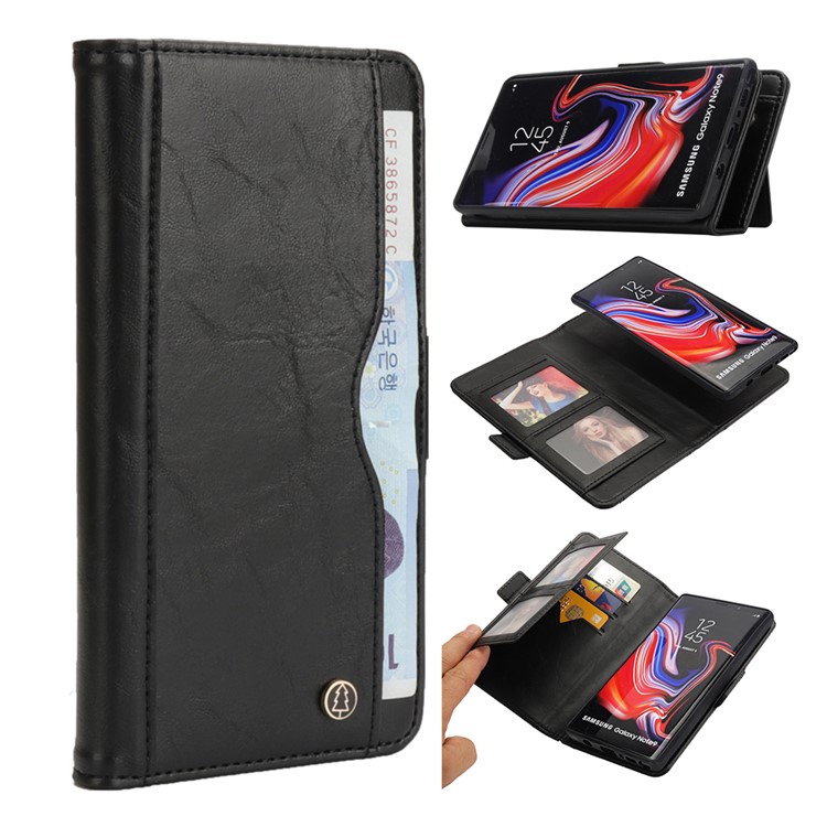 Detachable 2 in 1 TPU Back Shell + Leather Wallet Case for Samsung Galaxy Note9 N960 - Black-1