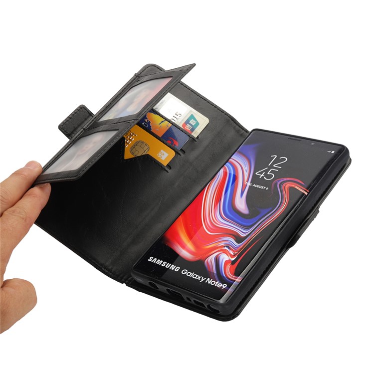 Detachable 2 in 1 TPU Back Shell + Leather Wallet Case for Samsung Galaxy Note9 N960 - Black-17