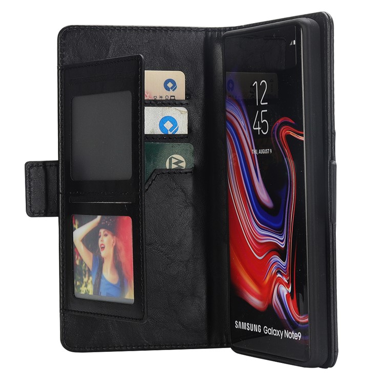 Detachable 2 in 1 TPU Back Shell + Leather Wallet Case for Samsung Galaxy Note9 N960 - Black-7