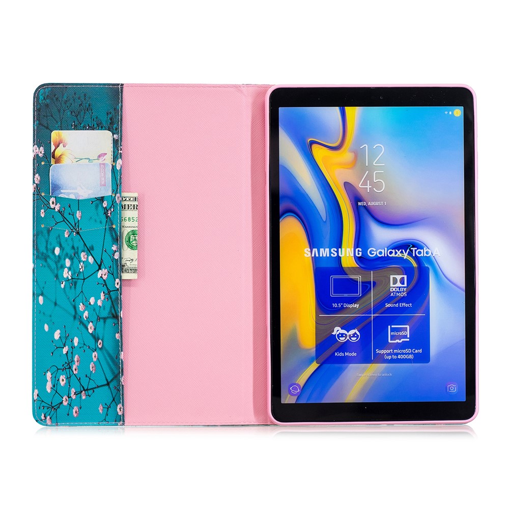 Stampa Motivi Shell Tablet in Pelle PU Per Samsung Galaxy Tab A 10.5 (2018) T590 T595 - Albero Con Fiori-8