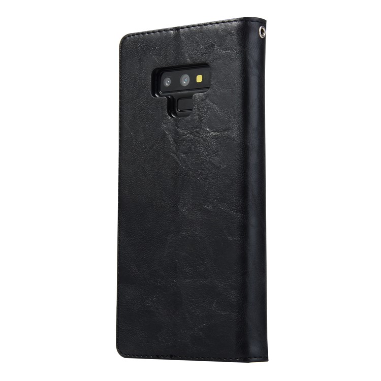 Retro Style Leather Case for Samsung Galaxy Note9 N960 Crackled Texture Wallet Stand Protection Phone Cover - Black-3