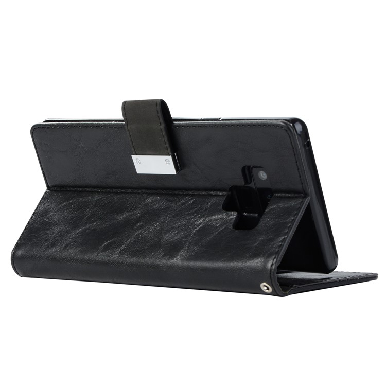 Retro Style Leather Case for Samsung Galaxy Note9 N960 Crackled Texture Wallet Stand Protection Phone Cover - Black-4