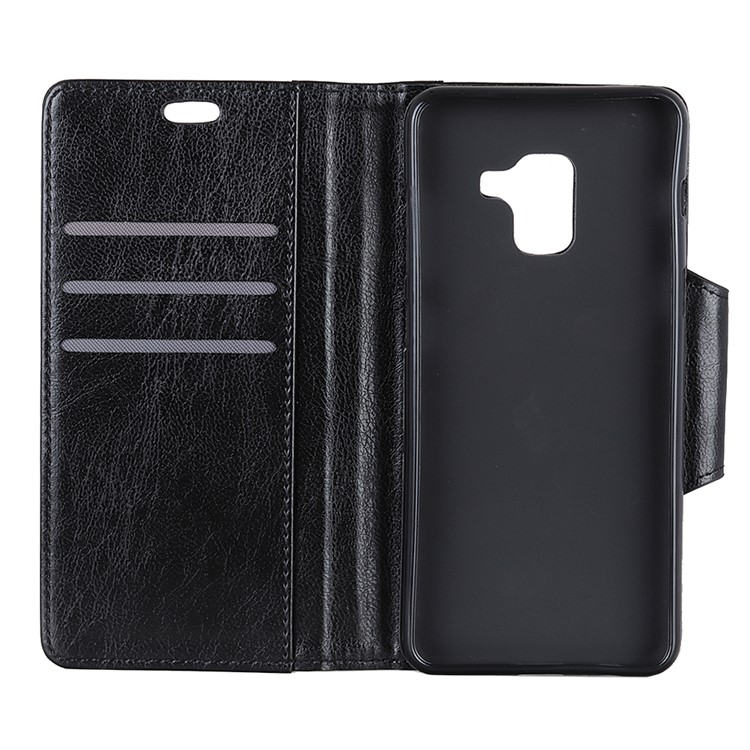 Textured PU Leather Wallet Stand Mobile Cover for Samsung Galaxy J6+ - Black-4