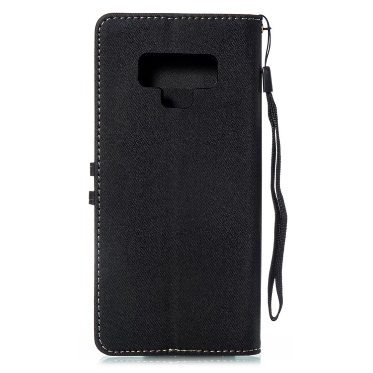 Splicing Bi-color Necktie Pattern Button Decor PU Leather Wallet Mobile Case for Samsung Galaxy Note9 N960 - Black-3