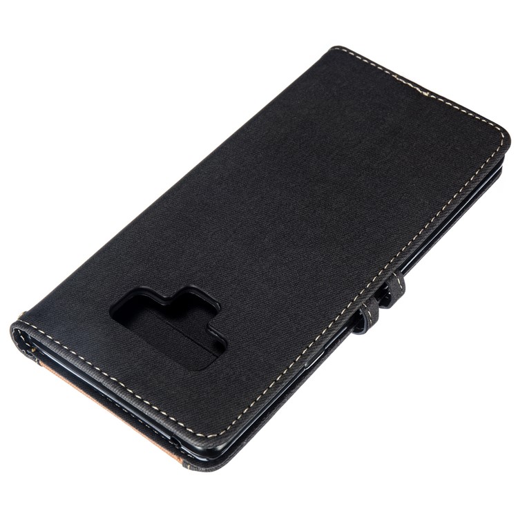Splicing Bi-color Necktie Pattern Button Decor PU Leather Wallet Mobile Case for Samsung Galaxy Note9 N960 - Black-8