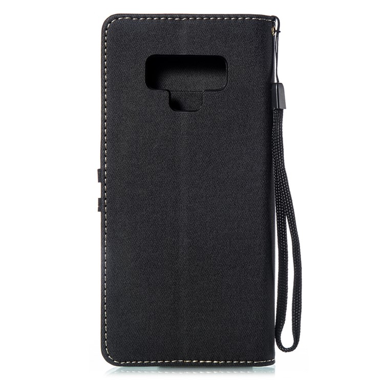 Splicing Bi-color Bowknot Pattern Button Decor PU Leather Wallet Phone Case for Samsung Galaxy Note9 N960 - Black-4
