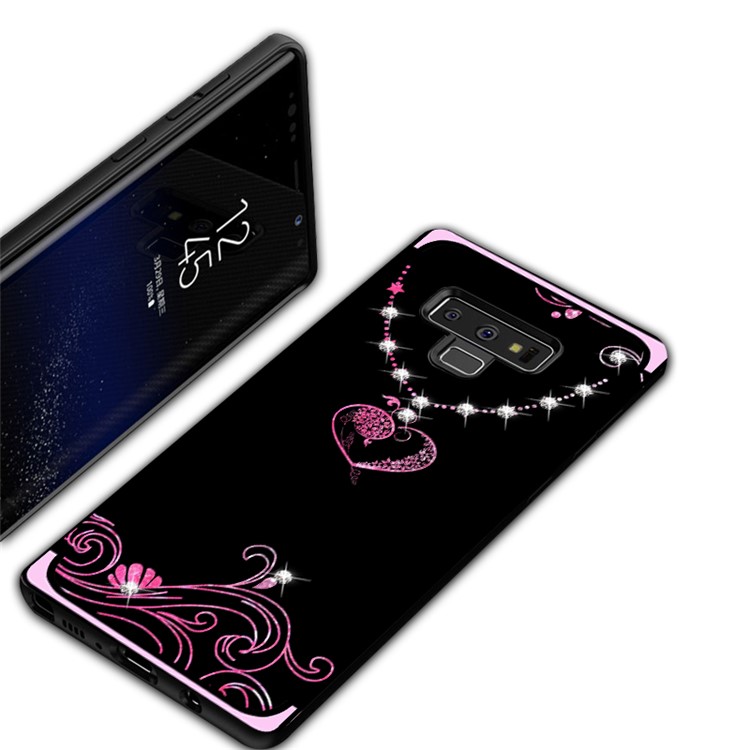 NXE Rhinestone Decor Pattern Bayer TPU Phone Shell for Samsung Galaxy Note9 N960 - Heart Pattern-2