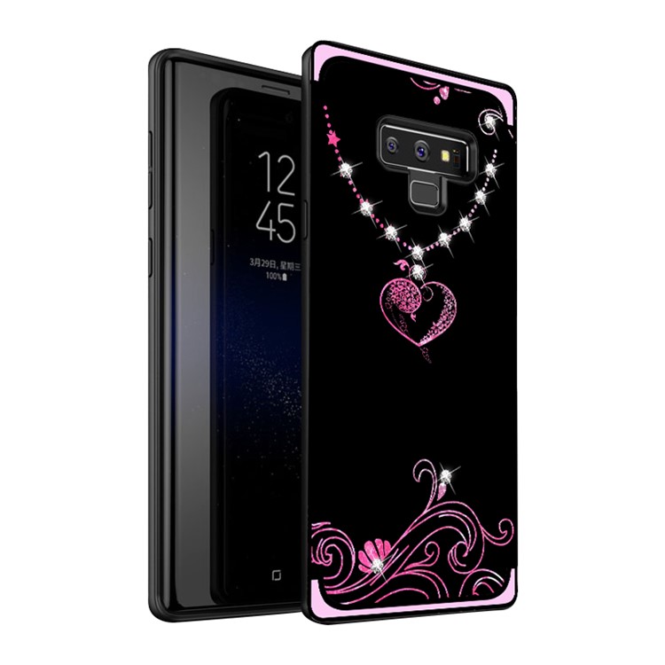 NXE Rhinestone Decor Pattern Bayer TPU Phone Shell for Samsung Galaxy Note9 N960 - Heart Pattern-3