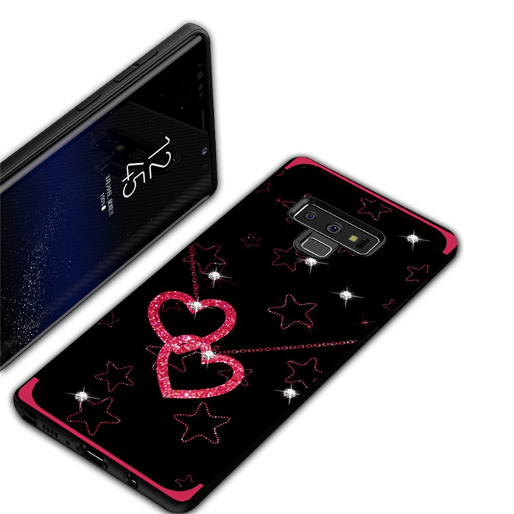 NXE Rhinestone Decor Pattern Bayer TPU Shell for Samsung Galaxy Note9 N960 - Heart and Star Pattern-2