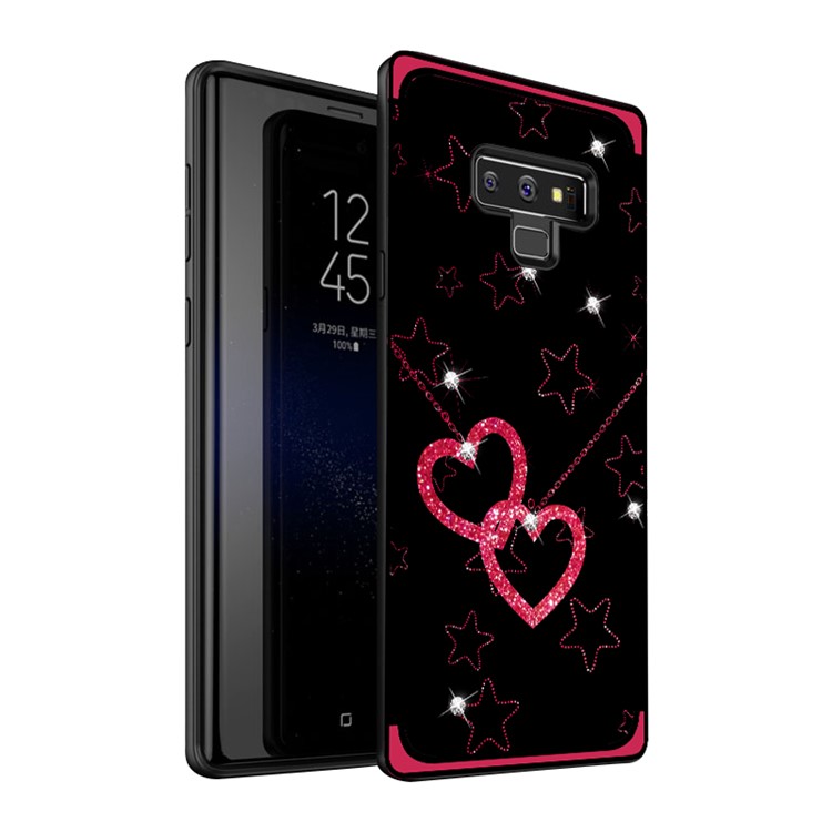 NXE Rhinestone Decor Pattern Bayer TPU Shell for Samsung Galaxy Note9 N960 - Heart and Star Pattern-3
