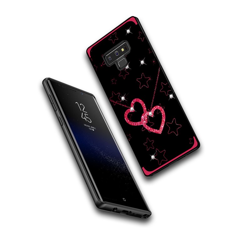 NXE Rhinestone Decor Pattern Bayer TPU Shell for Samsung Galaxy Note9 N960 - Heart and Star Pattern-4