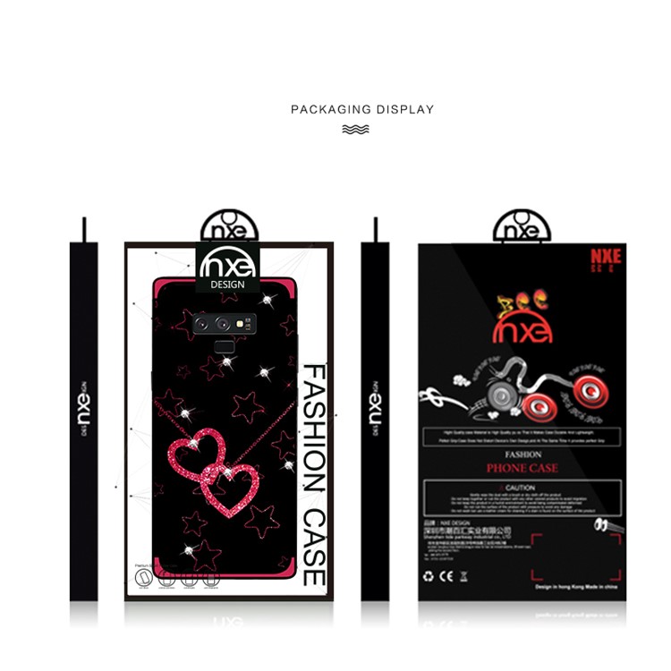 NXE Rhinestone Decor Pattern Bayer TPU Shell for Samsung Galaxy Note9 N960 - Heart and Star Pattern-6