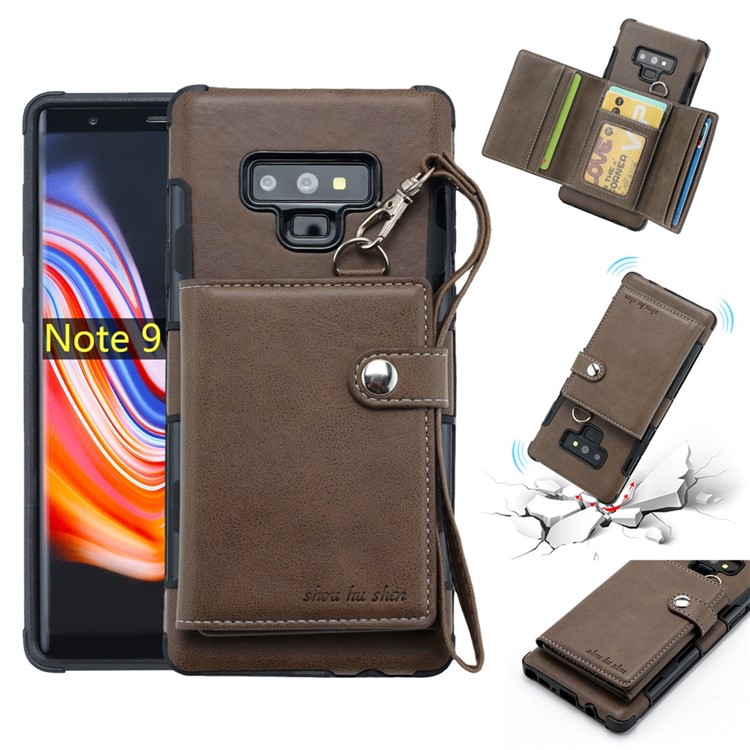 

Multifunctional PU Leather Coated TPU Card Holder Phone Case for Samsung Galaxy Note9 N960 - Coffee