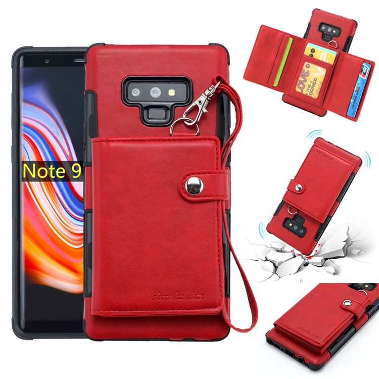 

Для Samsung Galaxy Note9 N960 Многофункциональный Кожаный Корпус С Покрытием TPU С Держателем Карты - Красный