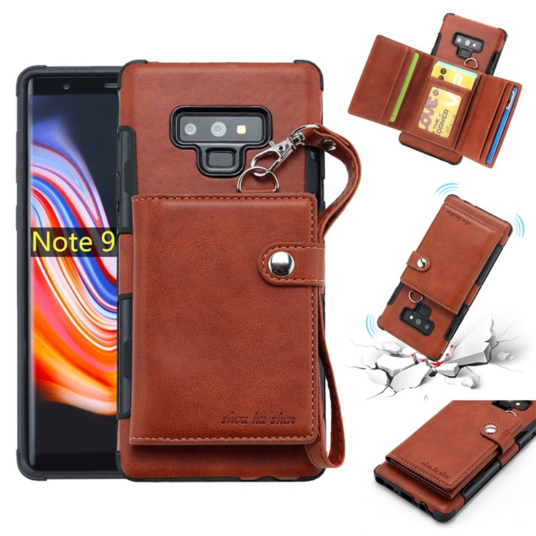 

For Samsung Galaxy Note9 N960 Multifunctional PU Leather Coated TPU Card Holder Protection Shell Case - Brown