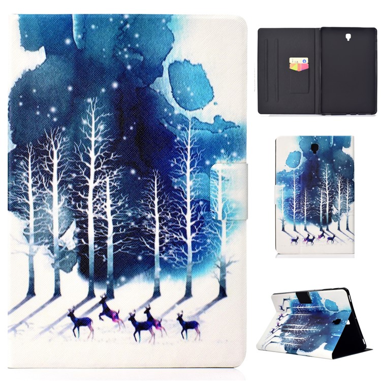 

Patterned PU Leather Stand Casing TPU Inner Cover for Samsung Galaxy Tab S4 10.5 T830 - Winter Forest